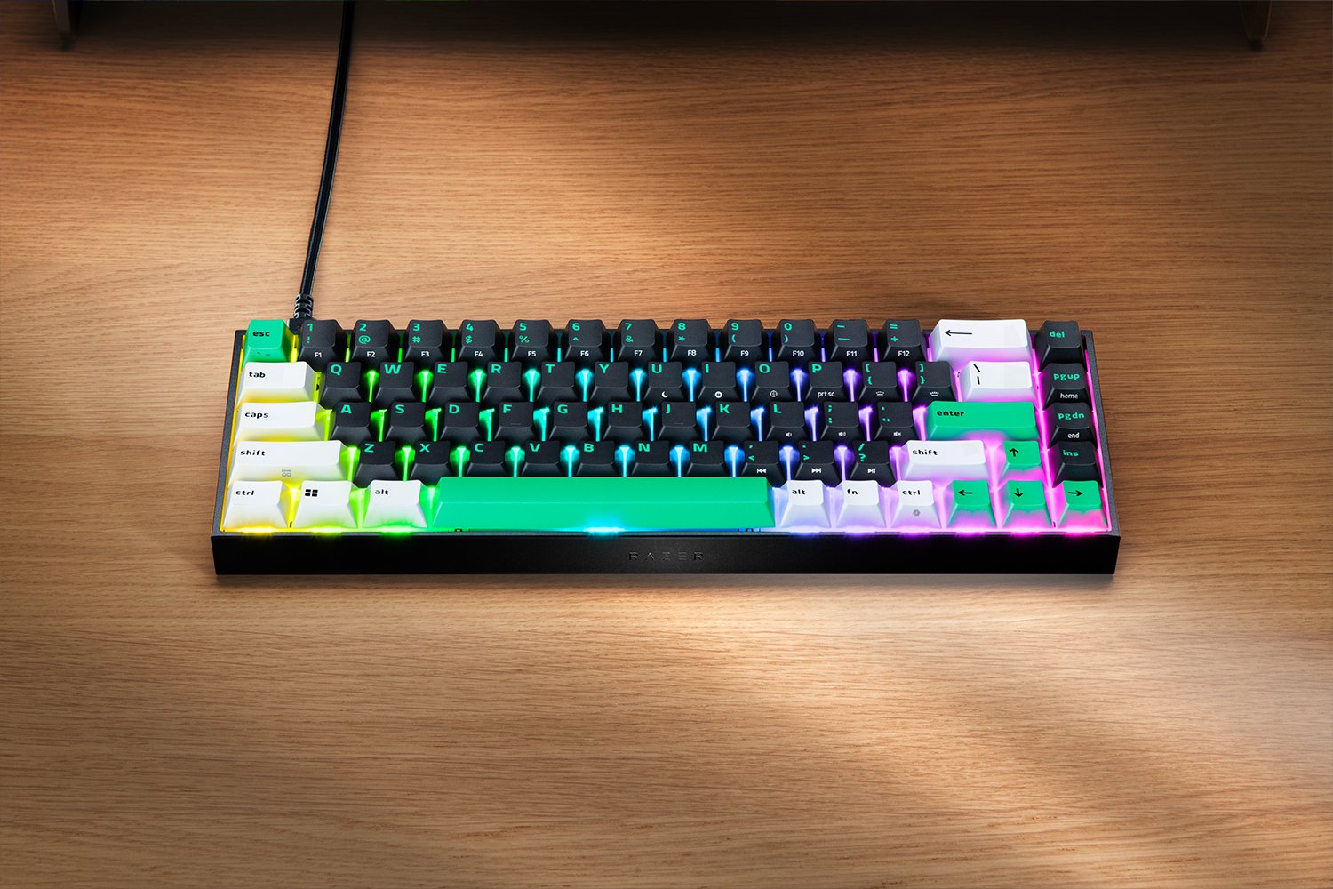 Razer Reclusa X Mini 65% keyboard with multicolour keycaps and RGB lighting